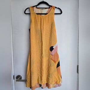 Sleeveless Yellow Geometric Print Dress